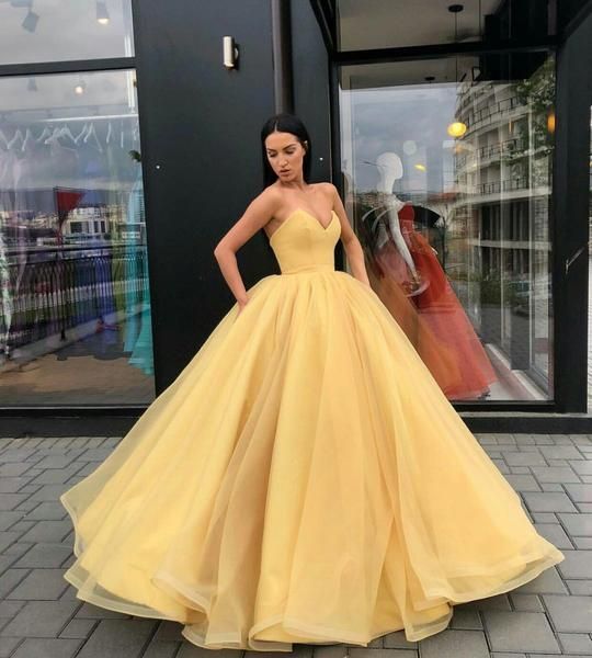 

simple yellow ball gowns for girls evening formal dresses sweetheart organza ruched floor length corset back prom dresses, Black;red