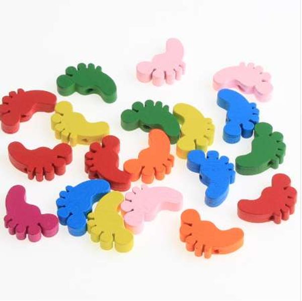 

50pcs wooden feet spacer beading beads for baby kids toys & pacifier clip bracelet necklace diy jewelry finding wood bead, Black