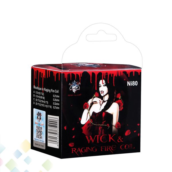 

Original Demon Killer Wick and Raging Fire Coil Ni80 Material E Cigarette DIY Coils for RDA RTA Atomizers with Muscle Cotton DHL Free