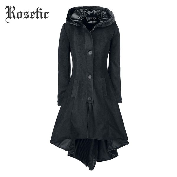 

women lace-up asymmetric coat gothic winter autumn vintage streetwear black trench outerwear casual dark coat retro goth wholesale-rose hgui