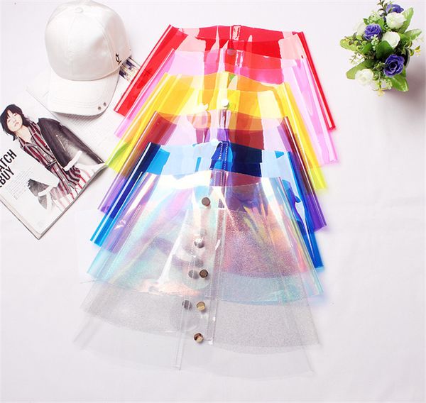 

pvc skirt 2018 summer catwalk hong kong wei xuan candy color pvc skirt, Black;red