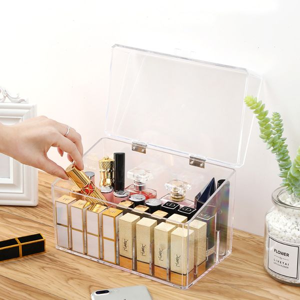 2019 Clear Acrylic Makeup Organizer Storage Box With Cover Lipstick Holder Box Cosmetic Jewelry Display Stand Makeup Holder Dust Free From Igarden001,