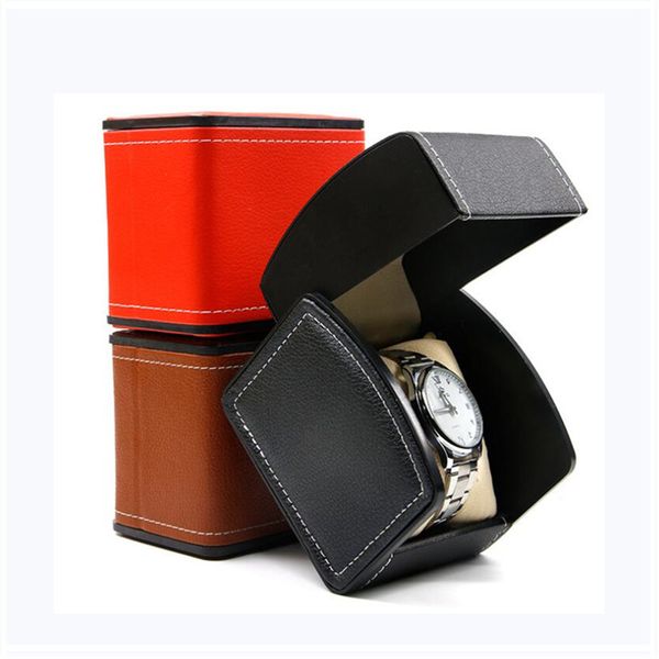 

fashion watch box pu leather gift jewelry watch packaging box display cases bangle wristwatch box package, Black;blue