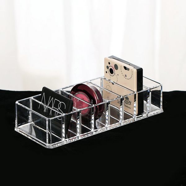 

fashion clear acrylic 8 slots cosmetic organizer storage box household women makeup tool case cosmetic storage container
