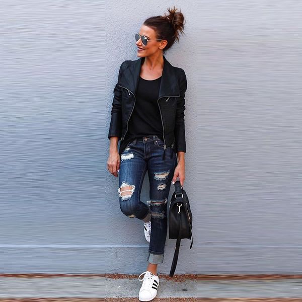 

ripped jeans women high waist denim pencil pants boyfriend jeans 2018 fashion casual style summer autumn pockets cotton blue