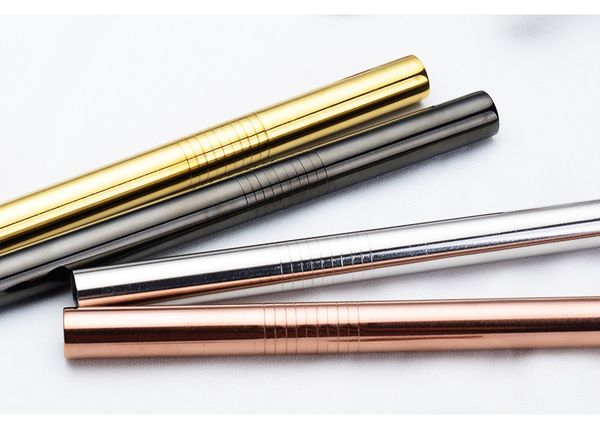 

colorful stainless steel straw drinking straw 21.5cm straight bent reusable straws juice party bar accessorie 90pcs t1i836