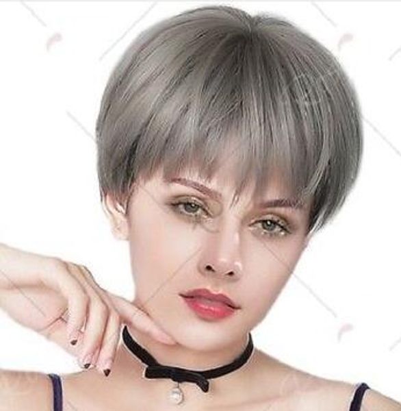 

like human hair fashion glamour ladies short straight full wig wig, Black;brown