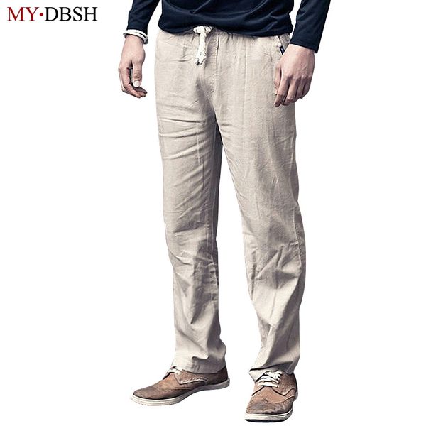 

mens linen pants summer style fashion joggers solid color casual loose cotton and linen sweatpants trousers for men, Black