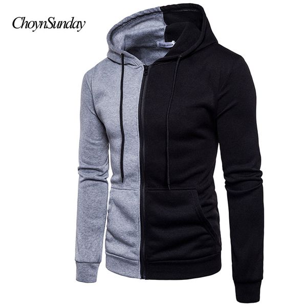 

new choynsunday hoodies men male long sleeve hoodie two-color stitching sweatshirt mens hooded streetwear hoodies slim tracksuit, Black
