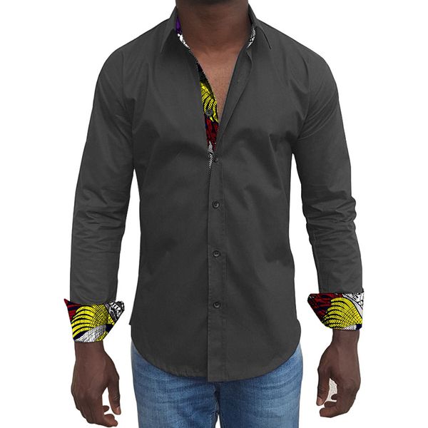 

fashion african shirts men african clothing dashiki clothes batik printed and black cotton long sleeve patchwork men shirts, White;black