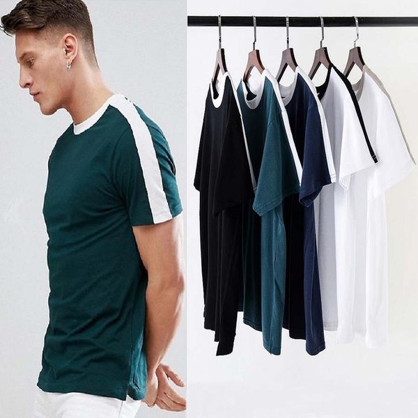 

S-2XL Mens Casual T Shirts Short Sleeve Cotton Basic T-shirts Tops Tees Side Slits Blouse
