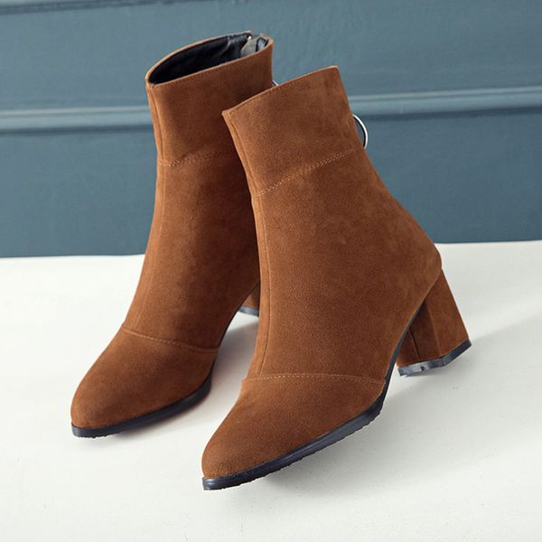 

s.romance 2018 women boots plus size 34-43 high square heels ankle boots office ladies pumps female shoes woman black sb107
