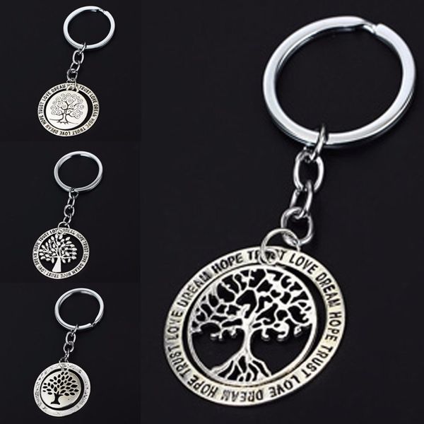 

fashion tree of life charms keychain key chain women men jewelry bag accessories keyring for men gifts souvenir car keyfob, Silver
