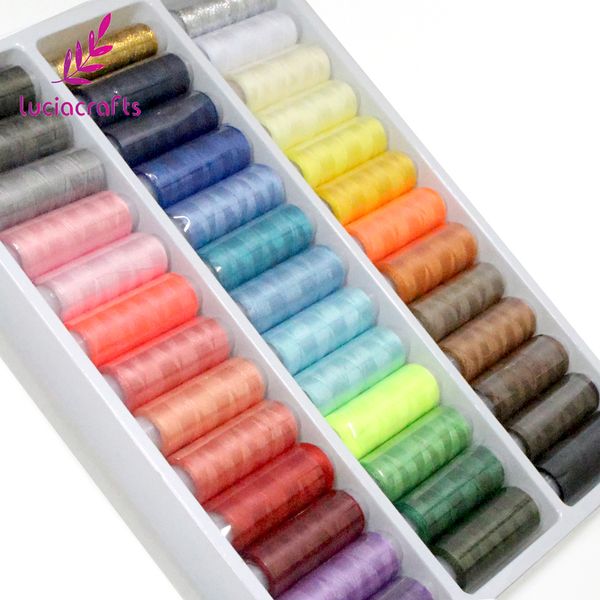 

lucia crafts 39 colors reels polyester sewing threads yarn hand embroidery sewing thread spools craft 39pcs/set 20050027(hs39, Black;white
