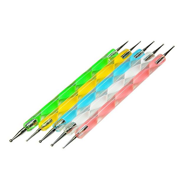 

5 pc 2 way dotting pen tool nail art tip dot paint manicure kit, Silver