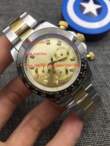 

watch 40mm 116503 116523 sapphire 18k yellow gold diamond no chronograph mechanical automatic mens watches 3 color, Slivery;brown