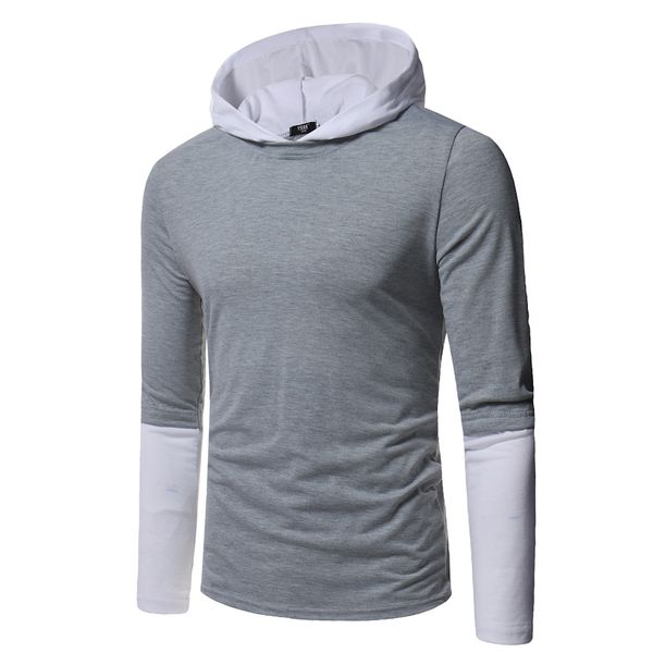 

autumn new men's fashion hooded sweatshirt with a half-sleeve shirt and long sleeve t-shirt, White;black