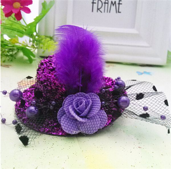 

christmas gift 8cm diameter cap hairpins party prom hair clip fur hat children flower hair accessories women girls barrettes 10pcs, Golden;silver