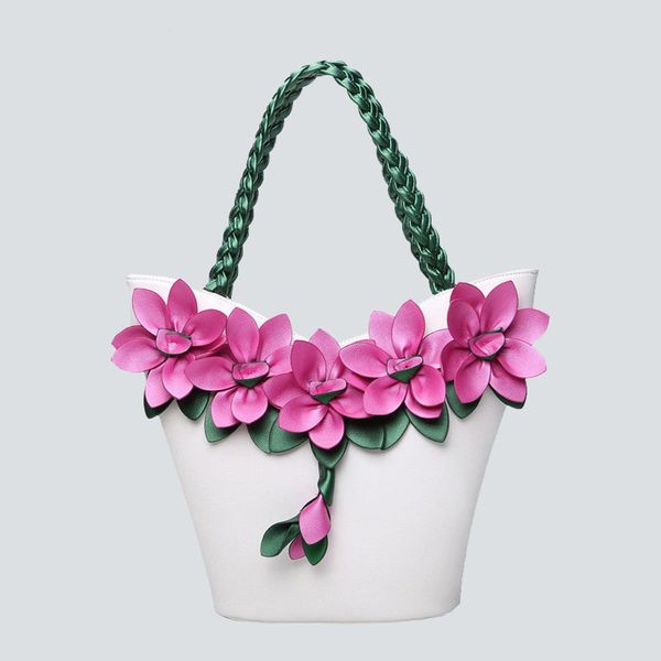 

women casual totes pu leather women handbags female 3d applique flowers beach bag brand designer shopping bags