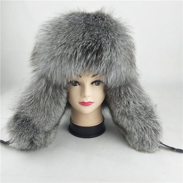 

pc25001 new fashion leather hat winter ear protection winter man leifengmao fur hat women&men bomber hats, Blue;gray