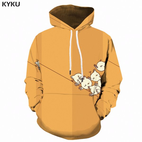 

kyku 3d animal hoodies men 2018 bird hoodie harajuku anime print sweatshirt hooded long yellow mens clothing fashion streetwear, Black