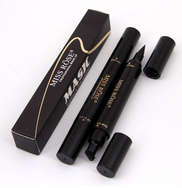 

makeup liquid eyeliner pencil quick dry waterproof double-ended eye liner black color with stamp beauty eye pencil