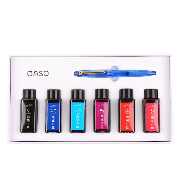 

oaso c16 color ink fountain pen set high-end silver/gold clip student practise calligraphy ink writing pen gift set