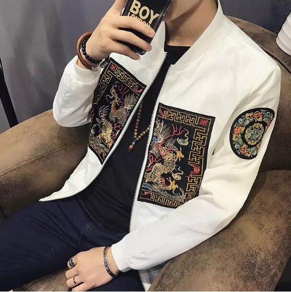 

Whole ale pring men bomber jacket 2017 new fa hion chine e long pao jacket men lim fit long leeve men ca ual coat windbreaker 5xl m, Black;brown