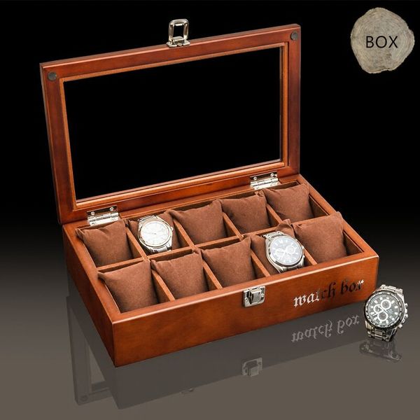 Top 10 Slot Scatola per orologi in legno Scatole per orologi in legno per caffè alla moda con custodia regalo per display con cuscino e lucchetto W035