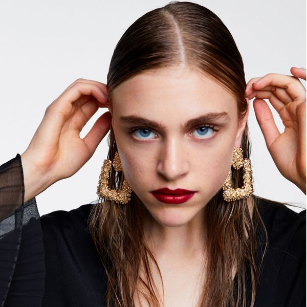 

aoteman 2018 new design big geometric maxi statement earrings charm drop earring gold metal dangle earrings for women, Silver