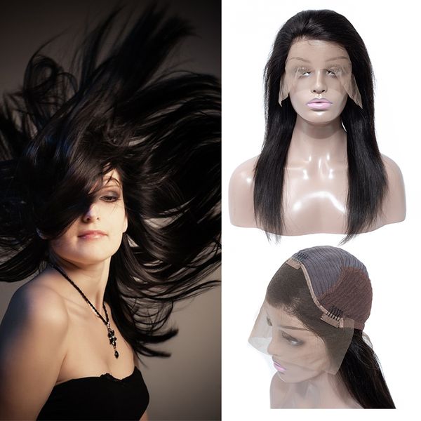 

бразильские прямые парики фронта шнурка необработанные парик фронта шнурка прямые для афро-американцев, Black;brown