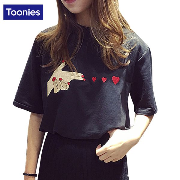 

korean style ulzzang t shirt women embroidery short sleeve bf wind female t-shirt loose harajuku summer shirt camiseta tee, White
