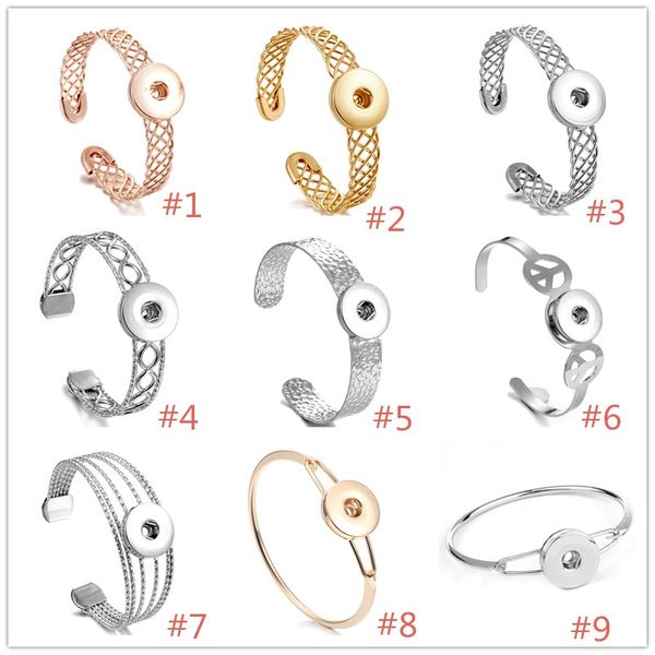 

mixed styles silver color snap button jewelry 18mm snap button charm bracelet for women men ginger snaps jewelry, Golden;silver