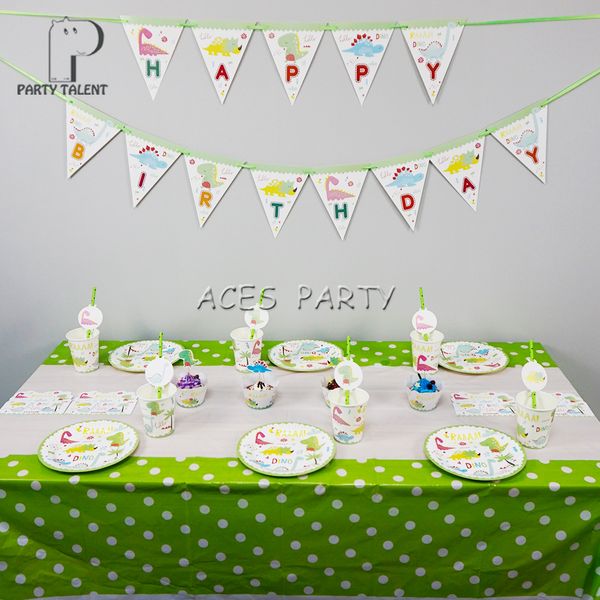 

party supplies 74pcs for 12kids dinosaur theme birthday party decoration tableware set, plate+cup+straw+banner+invitation+er