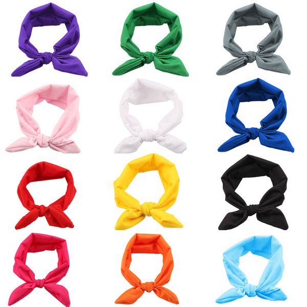 

baby elastic lovely rabbit ears headbands for girls kids head wrap soft knot hairbands hair accessories, Slivery;white