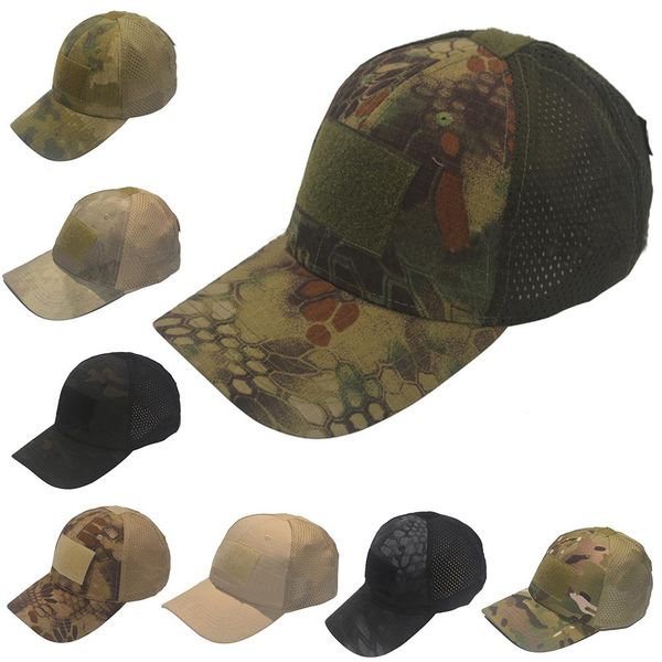 

tactical mesh camouflage hat adjustable baseball cap with magic tape, Blue;gray