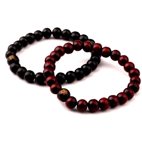 

new men wood beads bracelets sandalwood buddhist buddha meditation prayer bead bracelet wooden jewelry yoga bracelet, Black