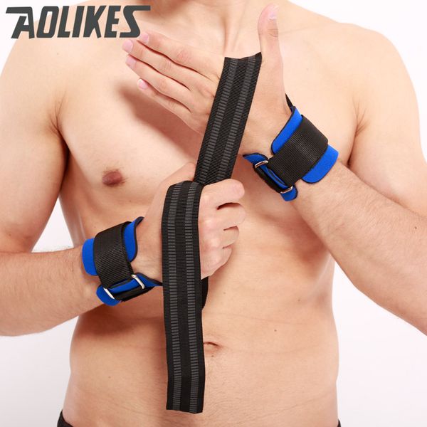 

aolikes 1 pair gym sport wristband fitness dumbbells training wrist support straps wraps with hand power bands weight lifting, Black;red