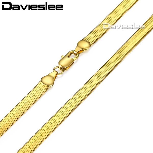 

davieslee mens chain gold necklace mirror snake herringbone link wholesale vintage hip hop jewelry 3.5/4.5/5.5/9/10/11mm lgn21, Silver