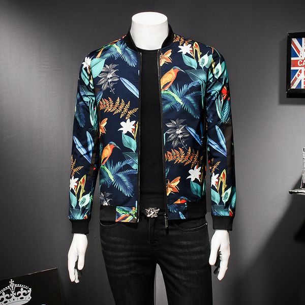 

mens pattern jacket floral print male jacket vintage classic fashion designer bomber jackets men party club outfit men oversize, Black;brown