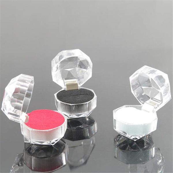 

small acrylic display box jewelry earrings rings storage boxes organizer gifts carrying cases for jewelry, Black;white