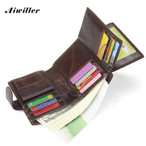 

men's wallets short cowhide genuine leather wallets coin purse vintage leather change clip male 2018 fashion clutch card holder, Red;black