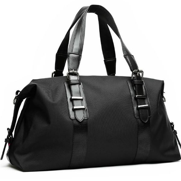 

men travel bag black stripe business short trip nylon duffle bag waterproof oxford women men travel bags foldable hand luggage