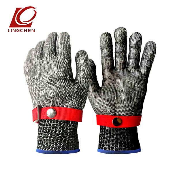 

stainless steel wire gloves safety cut proof stab cut-resistant work glove metal mesh chain mail butcher anti-cutting mitten, Blue;gray
