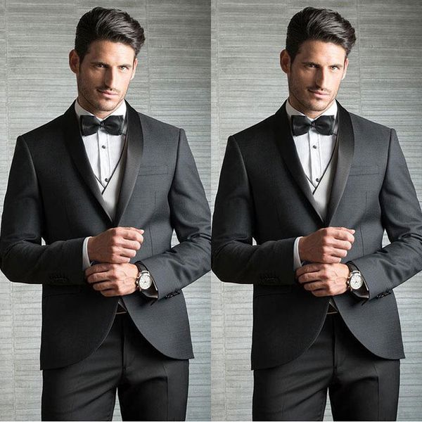 Acheter Gris Foncé Hommes Costumes Pour Le Mariage Slim Fit Garçons Dhonneur Smokings Un Bouton Costume De Mariage Formel Y Compris Veste Pantalon