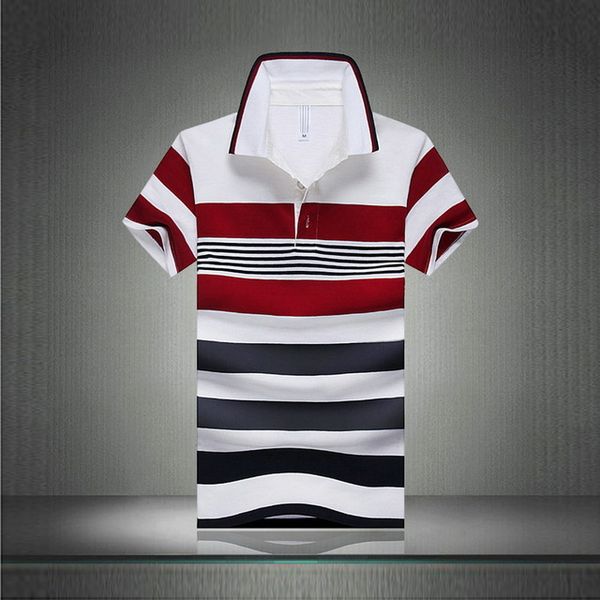 

casual designer polo 92 %cotton camisa men polo shirt casual striped slim short sleeves asian size m -4xl, White;black