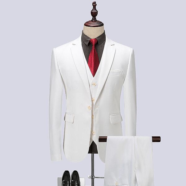 

3pc suit men white slim fit wedding suits for men business formal wear one button gentlement tuxedo party dress 6xl, White;black