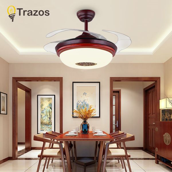 2019 Trazos Led Rosewood Village Ceiling Fans With Lights Minimalist Dining Room Living Room White Ceiling Fan Lamp Remote Control From Biaiju