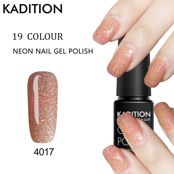 

kadition 7ml neon glitter bling gel nail polish uv led lamp gel varnish semi permanent polish lacquer lucky ink gellak, Red;pink