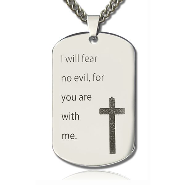 

costume letter dog tag necklace personalizable name letter titanium steel necklaces crosses pendants chains for men gift for dad, Silver